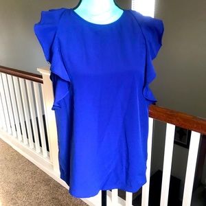 Juicy Couture Blue Ruffe Sleeveless Blouse Small